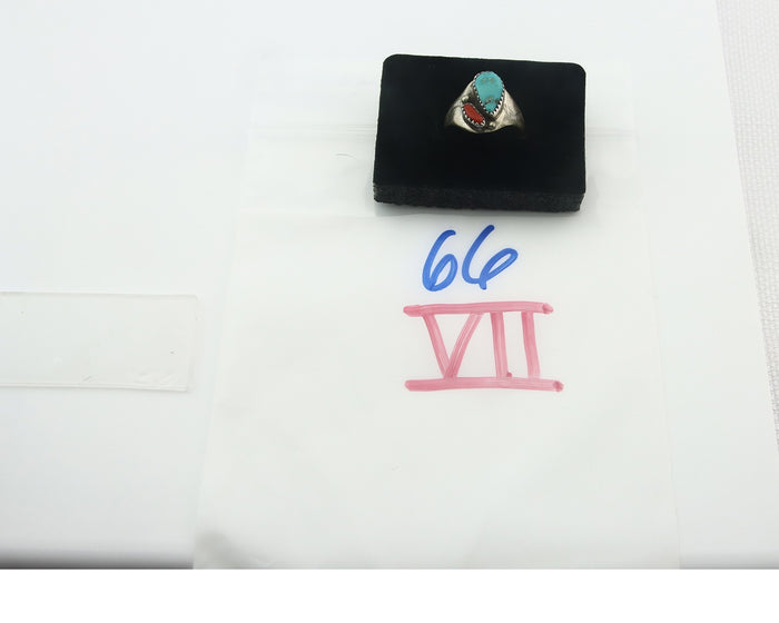 Vintage Navajo Ring 925 Sterling Silver Natural Gemstone Authentic Size 8.25