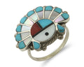 Vintage Zuni Ring 925 Sterling Silver Natural Gemstone Signed ELR Size 6.0