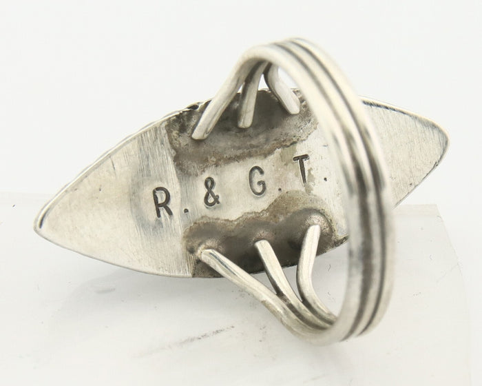 Vintage Zuni Ring 925 Sterling Silver Natural Gemstone Signed R & GT Size 6.25