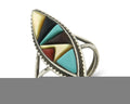 Vintage Zuni Ring 925 Sterling Silver Natural Gemstone Signed R & GT Size 7.5