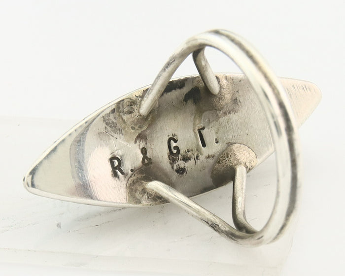 Vintage Zuni Ring 925 Sterling Silver Natural Gemstone Signed R & GT Size 7.5