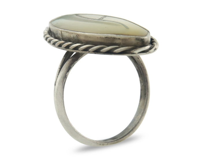 Vintage Zuni Ring Sterling Silver Authentic Gemstone Handmade Size 6.25