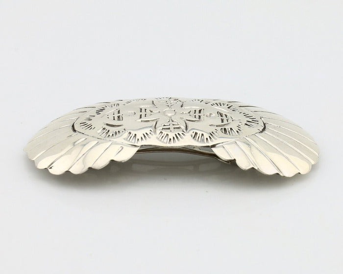 Women's Navajo Hair Clip Hand Stamped 925 Silver Artist Signed C Montoya C.80's
