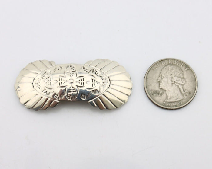 Women's Navajo Hair Clip Hand Stamped 925 Silver Artist Signed C Montoya C.80's