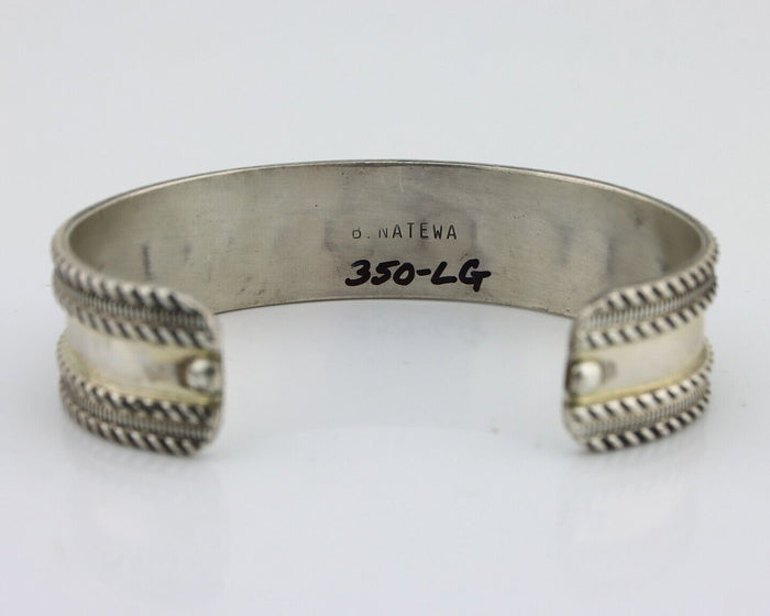 Zuni Bracelet 925 Silver Natural Red Coral Artist Signed B NATEWA C.80's