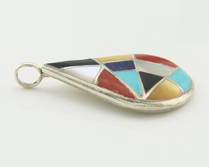 Zuni Cross Pendant Sterling Natural Gemstone Authentic Traditional Signed MLK