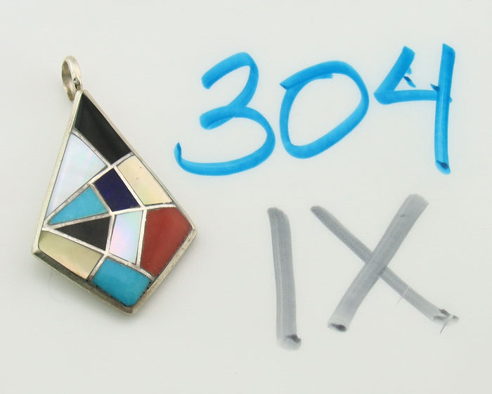 Zuni Cross Pendant Sterling Natural Gemstone Authentic Traditional Signed MLK