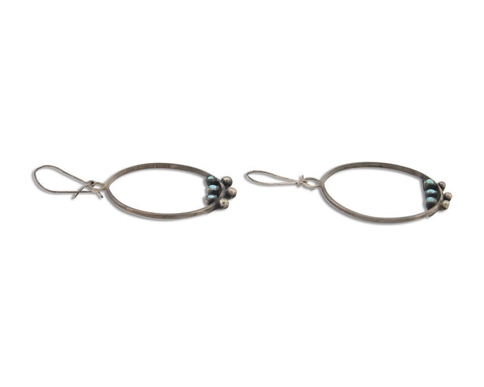 Zuni Dangle Earrings 925 Silver Blue Turquoise Native American Artist C.80's
