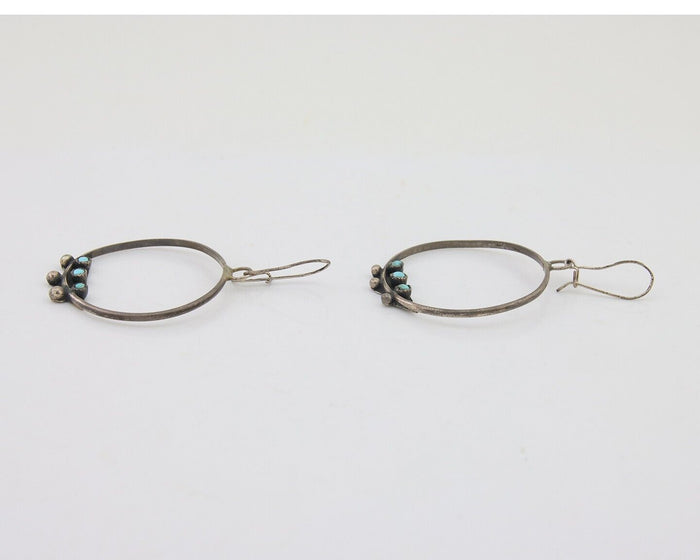 Zuni Dangle Earrings 925 Silver Blue Turquoise Native American Artist C.80's