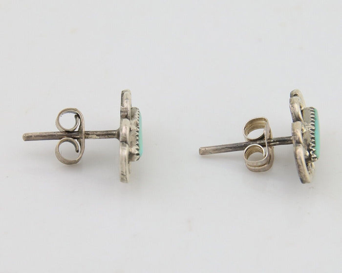 Zuni Earrings 925 Silver Natural Blue Turquoise Native Artist C.80's